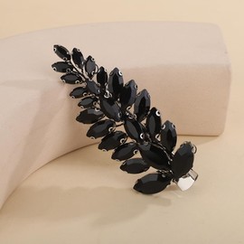 Teyglen Black Rhinestone Hair Clips Bridal Crystal Hair Barrette for Women Wedding Crystal Hair Clips Hair Piece Hair Accessories for Party Prom (Black)