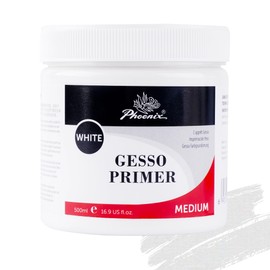 PHOENIX Gesso Primer for Acrylic Painting - 16.9 Fl oz. / 500ml White Gesso for Canvas Surface Prep Medium for Oil Acrylic Paints