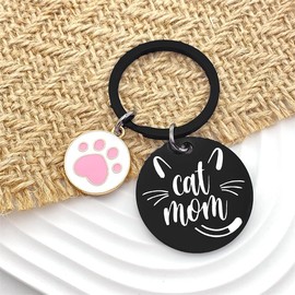 Sjcmbxxs Cat Mom Keychain for Women Funny Mom Gift Cat Lover Gifts for Women Birthday Mother’s Day Valentine's Day Gifts
