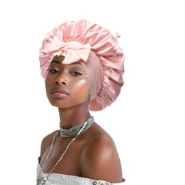 100% Silk Bonnet for Sleeping, 22 Momme Pure Mulberry Silk Hair Bonnet Natural Silky Women Sleep Cap with Elastic Reversible Hair Wrap