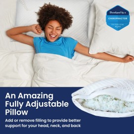 Snuggle-Pedic Adjustable Cooling Pillow - Shredded Memory Foam Pillows for Si...