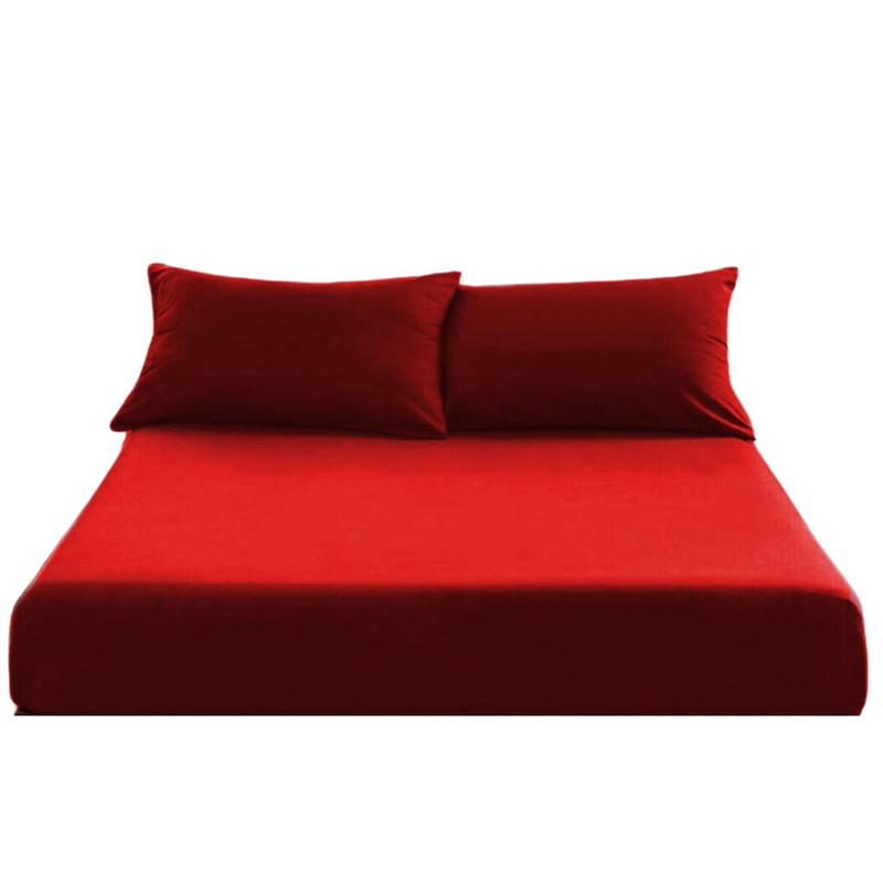 EV DEKOR®MF0001 Fitted Sheet King, Red - Deep Pocket Bedsheet