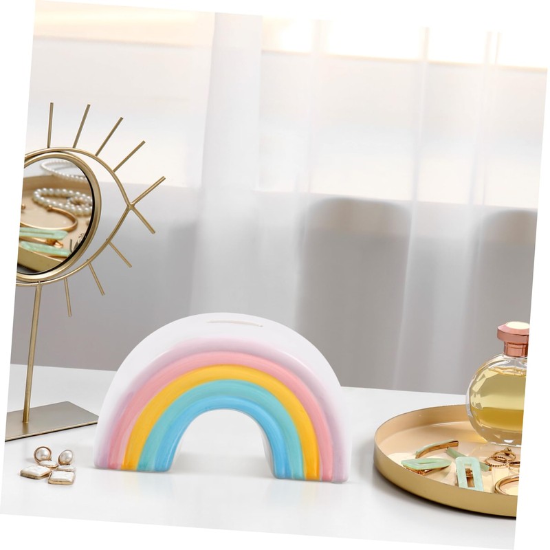 Kisangel Creative Rainbow Design Money Box Cute Ceramic Coin Bank