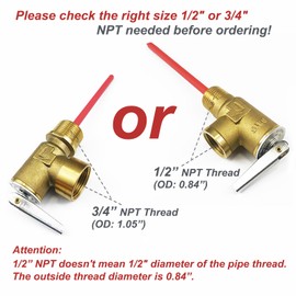 LECLOC RV Water Heater Temperature and Pressure Relief Valve, 210°F 150 psi, Thickened Brass Safety Relief Valve for Hot Water Heaters and Tanks, with Extended Epoxy-Coated Probe, 1/2" NPT Thread