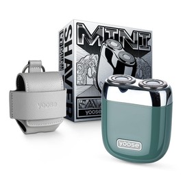 yoose Mini Shaver, Portable Alloy Electric Shavers for Men, Cordless Rechargeable Travel Shaver, Dry Shave, IPX7 Waterproof, Battery Indicator, Travel Lock, Electric Razor with Travel Case - Color: Green