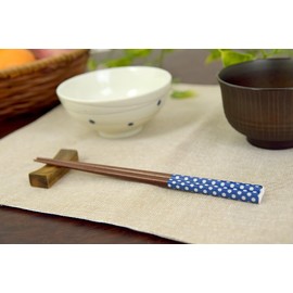 Aoba Children's Chopsticks Dishwasher Safe, Natural Wood, Period, Blue, 7.7 inches (19.5 cm)