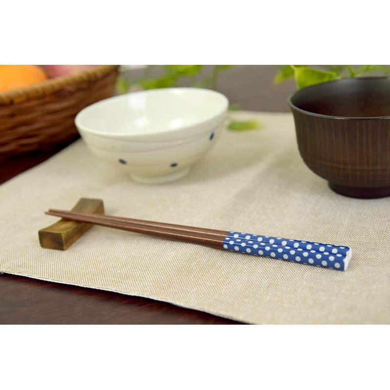 Aoba Children's Chopsticks Dishwasher Safe, Natural Wood, Period, Blue, 7.7