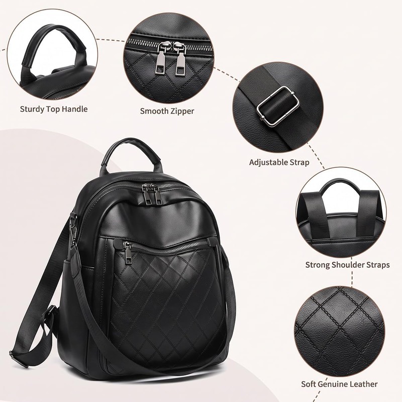 Mochilas para Mujer 3 en 1 Cuero PU Impermeable Antirrobo