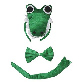 Petitebella Combined Cute Animal Headband Bowtie Tail 3pc Costumes (Crocodile, One Size)