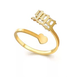 Angel Number Rings 111 222 333 444 555 666 777 888 999 Women Girls Adjustable Dainty Gold-Plated / Silver Plated Numerology Tarnish Resistant Rings, Stainless Steel