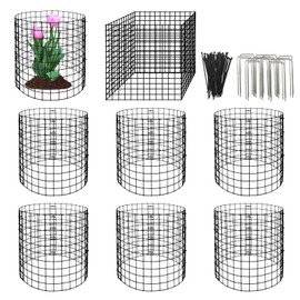 Eunika 8 Pack Round Plant Protector from Animals,24 Pcs 12" x 12" Metal Mesh to Keep Animals Out Wire Plant Protectors for Rabbits Chicken Duck Barricades for Garden Vegetable Flowers Protection