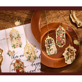 4PCS Rose Hollow Bookmarks for Reading Women, Reading Bookmarks, Book Clips, Book Clasps, Exquisite and Beautiful Suitable as Gifts（Rose）