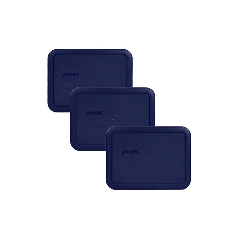 Pyrex Bundle - 3 Items: 7210-PC 3-Cup Blue Plastic Lids