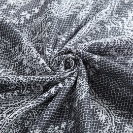 BESTRIPES 90 Inch Extra Long Shower Curtain - Chantilly Lace Design, Heavyweight Polyester, Black to White Ombre, 72" W x 90" H