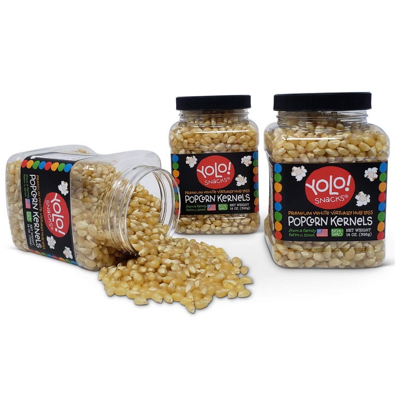 YOLO! Snacks - Gourmet White Virtually Hulless Popcorn Kernels -