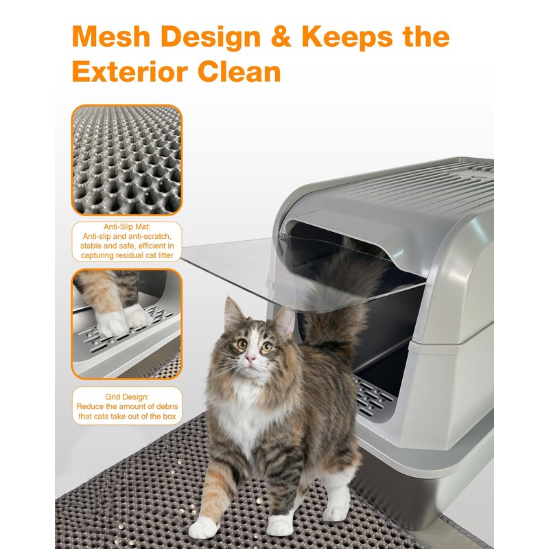 PETUX 2-Pack XL Stainless Steel Litter Box with Lid for