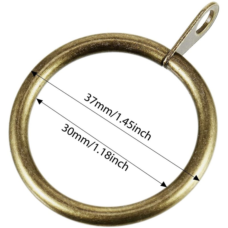 Large Antique Brass Curtain Pole Rings 30mm Strong Metal Curtain