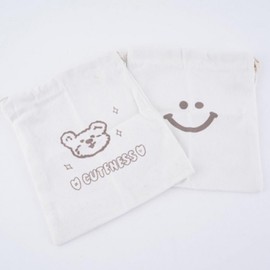 Fabric Drawstring Pouch Portable String Mini Pouch Accessory Brown Bear (Large) 10ea