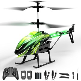 Dwi Dowellin RC Helicopter, Remote Control Helicopter Toy for Kids with 26 Mins Flight(2 Batteries), 8 Light Modes,Easy Control for Boys Girls Age 8-12(Green)