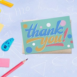 24 Pcs Thank You Cards With 24 Pcs Brown Envelopes And 2 Pages of Stickers Thank You Sealing Stickers Greeting Cards Blank Inside For Handwritten Messages Christmas,Teachers,Holidays,Birthdays Gifts