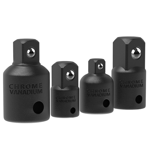 4 Piece Adaptor Set Socket Adapter | 3/8 to 1/2, 1/4 to 3/8, 3/8 to 1/4, 1/2 to 3/8 Inch Impact Wrench Adapter, Angle Adapter Socket Socket Wrench Adapter