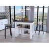 FM FURNITURE Brooklyn Kitchen Island, White, Surface Color Onix, with