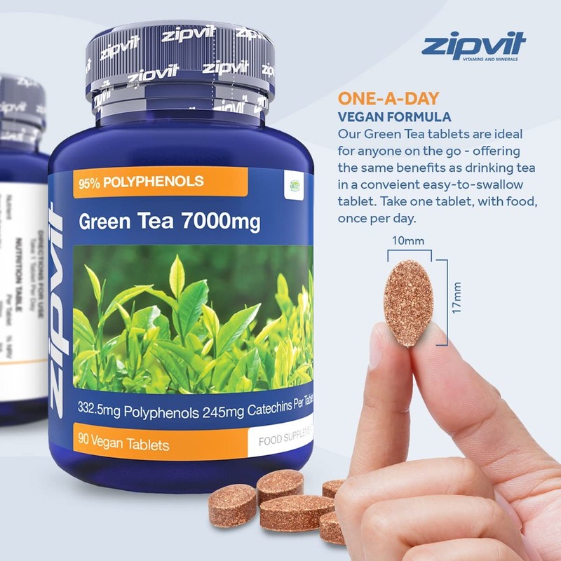 Green Tea Extract 7000mg Antioxidant, 95% Polyphenols. 90 Vegan Green