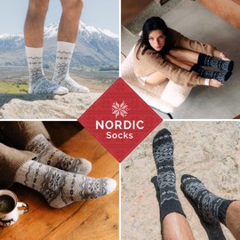 NORDIC Socks 2 Pairs of Merino Wool Socks for Men and Women, Winter Socks, Warm Socks, Soft and Comfortable, Bergen