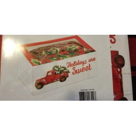 Holiday Time NEW! SET OF 4 CHRISTMAS FOOD BOXES! LITTLE RED TRUCK HOLIDAYS ARE SWEET