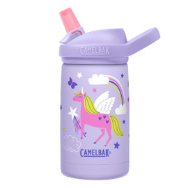 CamelBak 2665501035 Eddy+ Kids 12 oz Botella de Agua con Sorbito, Acero Inoxidable con Aislación, Magic Unicorns