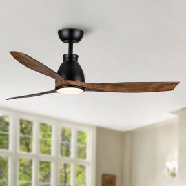 52-Inch Modern LED Ceiling Fan with Lights Indoor/Outdoor Integration Imitation Style and Remote Control BlackColor: Black Color