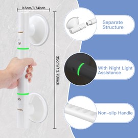 LYtech Suction Bathroom Grab Rails 35cm Hand Rail for Disabled Portable Mobility Aids Safety Handle with Indicator Suction Grab Bars for Shower Suction Bathtub Handle for Disabled Elderly Kid Pregnant