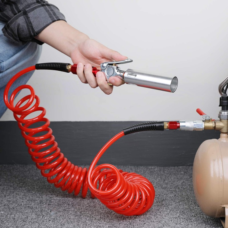 Hromee 1/4 in x 25 ft Polyurethane Recoil Air Hose