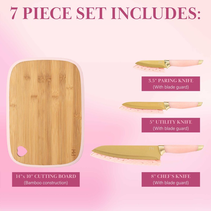 Paris Hilton Reversible Bamboo Cutting Board and Cutlery Set with