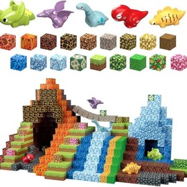 Dinosaur Toys 205Pcs Magnetic Blocks Build 3D Dinosaur World for Toddler Boys & Girls Ages 3+ - STEM Sensory Building Sets springtok