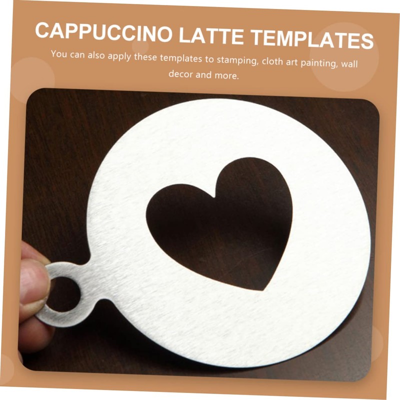 SHOWERORO Stainless Latte Art Molds Heart Star Stencils Latte Coffee