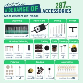 Antstone Electric Resin Polishing Kit Resin Drill with 287 Accessories Variable Speed Rotary Tool for Resin Casting Molds Epoxy Resin Polisher Sander Kit for Jewelry Carving Drilling Sanding Polishing