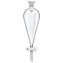 Labasics Graduated Separatory Funnel, 500 ml Heavy Wall Borosilicate Glass Separating Funnel with 24/29 Joint and PTFE Stopcock