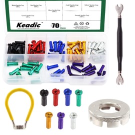 Keadic 73Pcs Bicycle Spoke Tool Set Includes 8 Cut Open Spoke Wrench Truing, Adjustable Spoke Wrench, 7 Colors Spoke Nipples and Double Wrench Cycling Pocket Tools for Mountain Road Bike Rim Correct