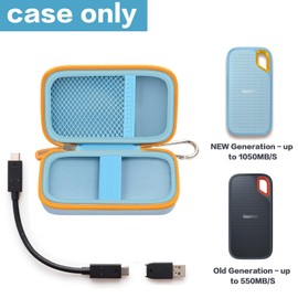 Hard Case Compatible with SanDisk 500GB/1TB/2TB/4TB Extreme Portable SSD - Up to 1050MB/s - USB-C, USB 3.2 Gen 2 - External Solid State Drive. Carrying Travel Holder for Cables - Blue (Box Only)