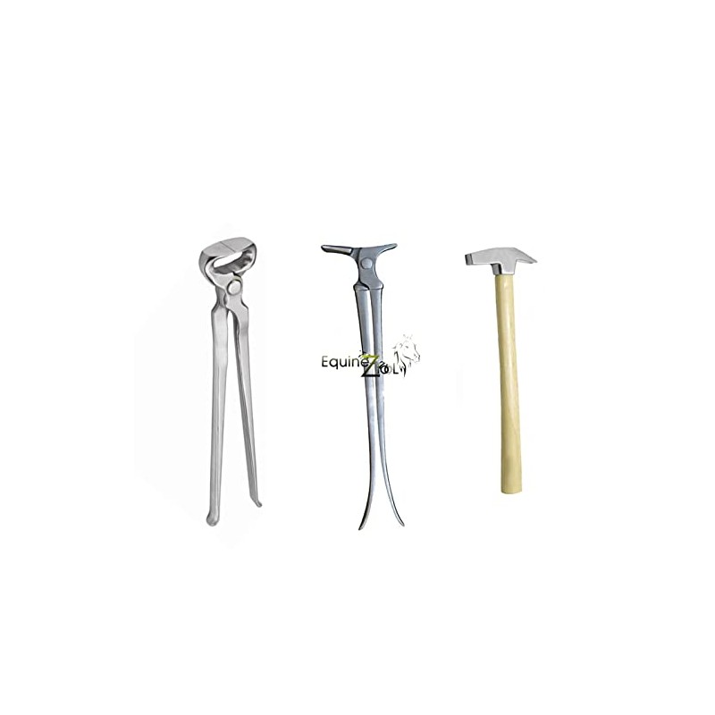 3 PCS Farrier Horse Hoof Nippers, Shoe Spreader and Hammer