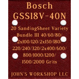 Bosch GSS18V-40N - 17 Different Grits - 20 Sheet Variety Bundle III