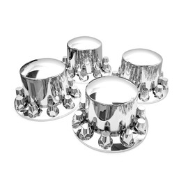SEPEY 33 mm Standard Axle Cover Set Chrome Rear Axle Complete Wheel Cover Set Removable Hub Caps Screw-on Lug Nut Covers for Semi Truck (4 Rear)