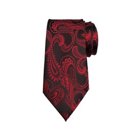 Wehug Men's Classic Stripe Jacquard Woven Black Burgundy Silk Tie Formal Party Suit Necktie Paisley Neck Ties For Men LD0030