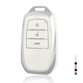 OFF WE GO Car Key Case Key Cover for Toyota Hilux Fortuner Highlander Land Cruiser Charm RAV4 Camry Prado Innova Key Cover Key Box Key Protection Housing White Silver