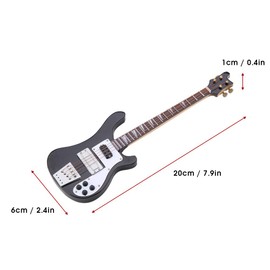 LetCart Black Miniature Bass Guitar Replica with Stand Case Instrument Model Ornaments Gift