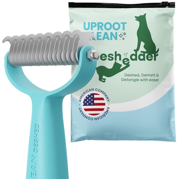 Uproot Clean Deshedding Brush for Cats & Dogs - Multi-Pet Undercoat Rake for Dogs & Cat Brush for Long Haired Cats - Brought to You by The Creators of The Uproot Cleaner Pro Pet Hair Remover!