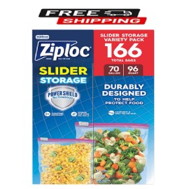 Ziploc Slider Storage Bags Variety Pack, Quart 96 ct., Gallon 70 ct.