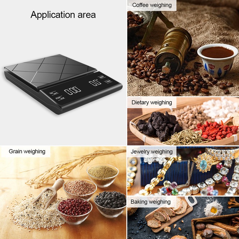 Coffee Scale with Timer Digital Kitchen Scale LED Display Tare