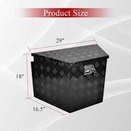BIGREAT 29''Inch Aluminum Trailer Tongue Tool Box Truck Bed Toolbox Truck Trailer Chest Box Underbody Storage Organizer Waterproof Square Storage Organizer w/Lock & Keys Black(‎29" Lx16.5 Wx18 H)